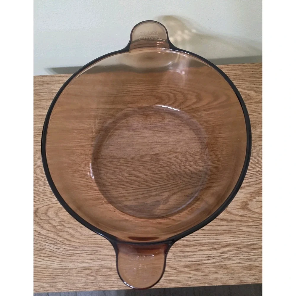 Visions Corning Amber Glass Dutch Oven Covered Casserole Pot Lid Stockpot 4.5L
